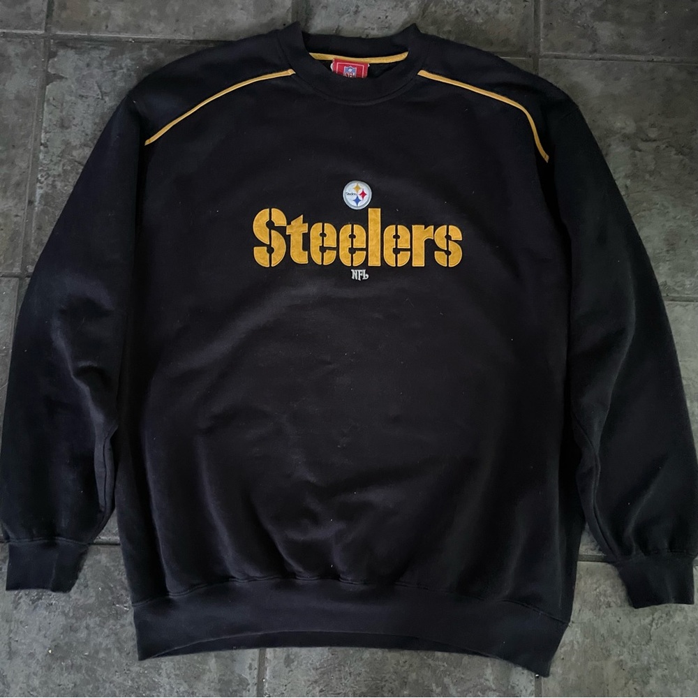 NFL Steelers Crewneck Sweatshirt Hoodie Top . Stylish . Color Black . Size XXL